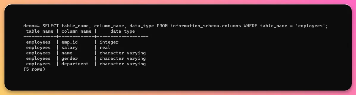 sql-query-to-describe-table